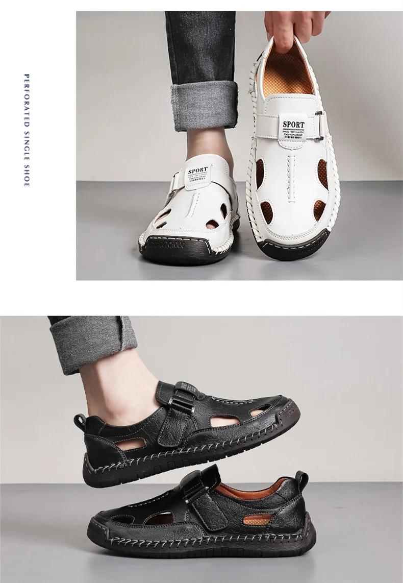 Bestseller Sommer Herren-Sandalen Outdoor Herren-Strandsandalen Handgefertigte Leder-Römersandalen Modische Herren-Wasser-Trekking-Sandalen – Detail 17