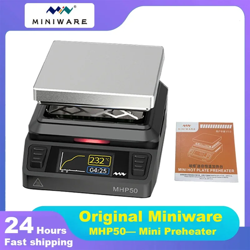 Constant Temperature Heating Table - MINIWARE MHP50 Mini Hot Plate Preheater with 50*50mm Heating Area for Circuit Board Repair