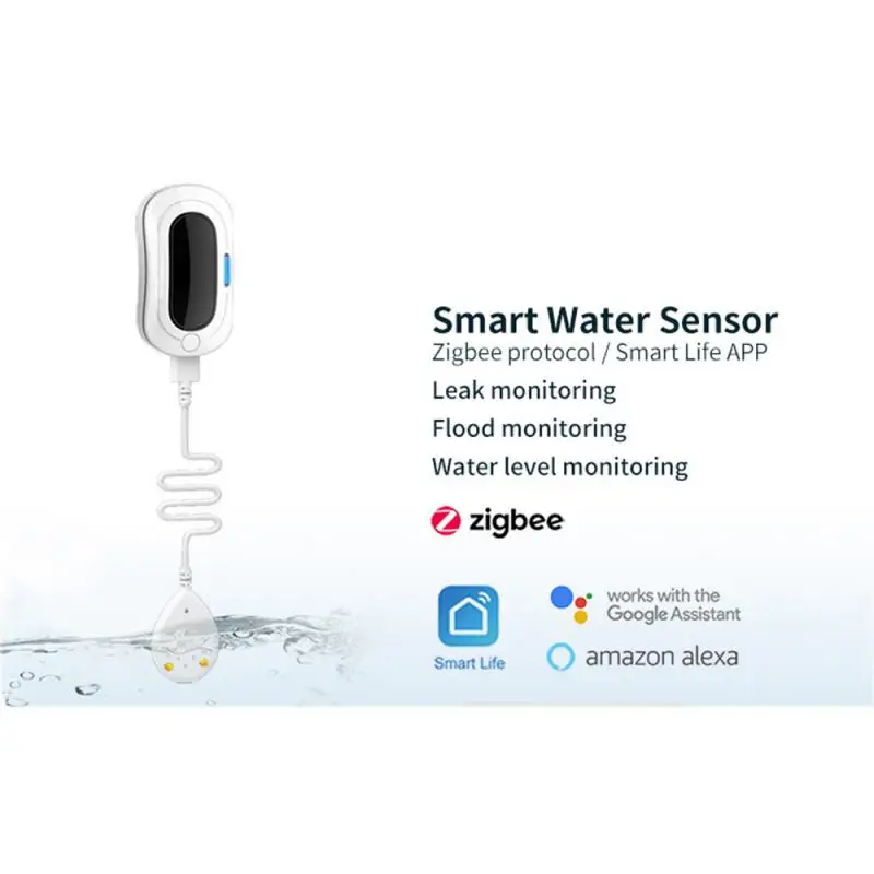 Tuya Zigbee 3.0 Smart Flood Detector Water Leakage Alarm Water Level Alarm Home Overflow Alarm Work With Alexa Google Home