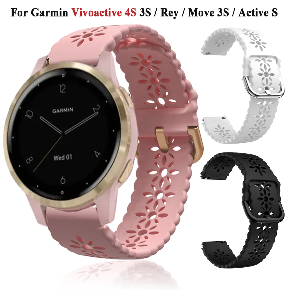سوار ساعة رياضي من السيليكون لساعة اليد ، سوار المعصم ، حزام للساعة Garmin Vivoactive 4S Venu 3S 2S 49 S ، GT 4 41 ، 18