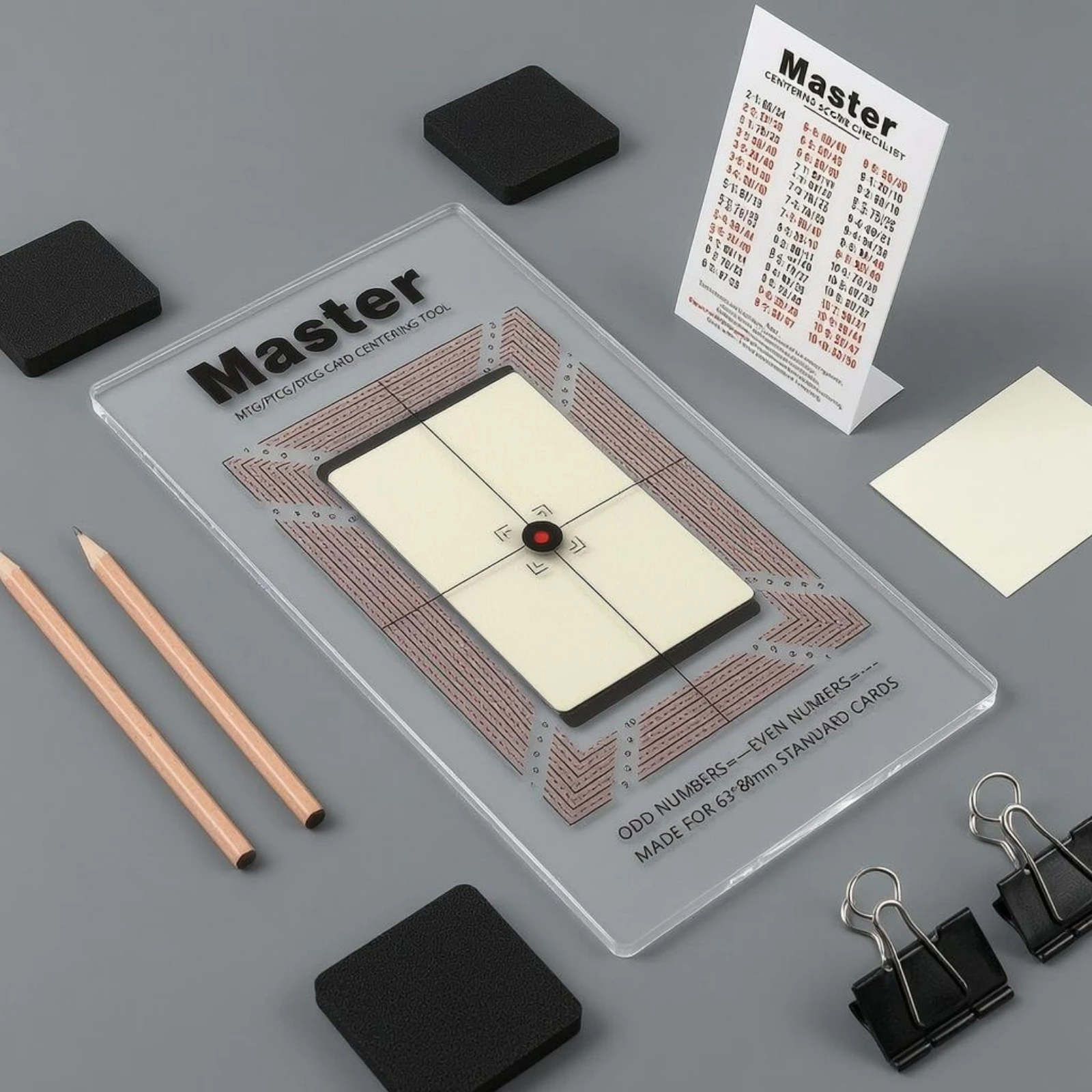 rd Centering Measurement Tool Red Dashed Markings Trading Card Centering Board Crosshair Target Collector Accessories