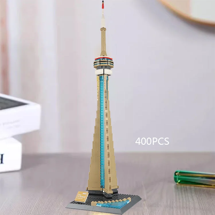 

Creative City Famous Modern Architecture Canada Toronto Cn Tower Building Block Model Bricks Assemble Education Toy Collection