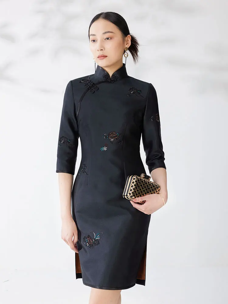 

Весна-лето, новинка, облегающий крой, улучшенный 3D портной, повседневная шелковая шерсть, вышитая мама Seven Sve Dr