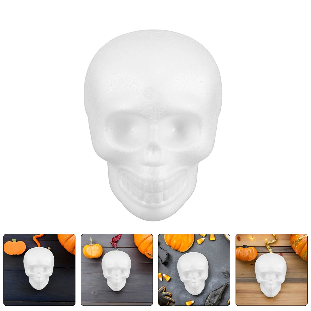 

6pcs Foam Skull Heads Halloween Hanging Decor Diy Craft White Unpainted Family Creative Activity Lightweight Easy Paint Skull
