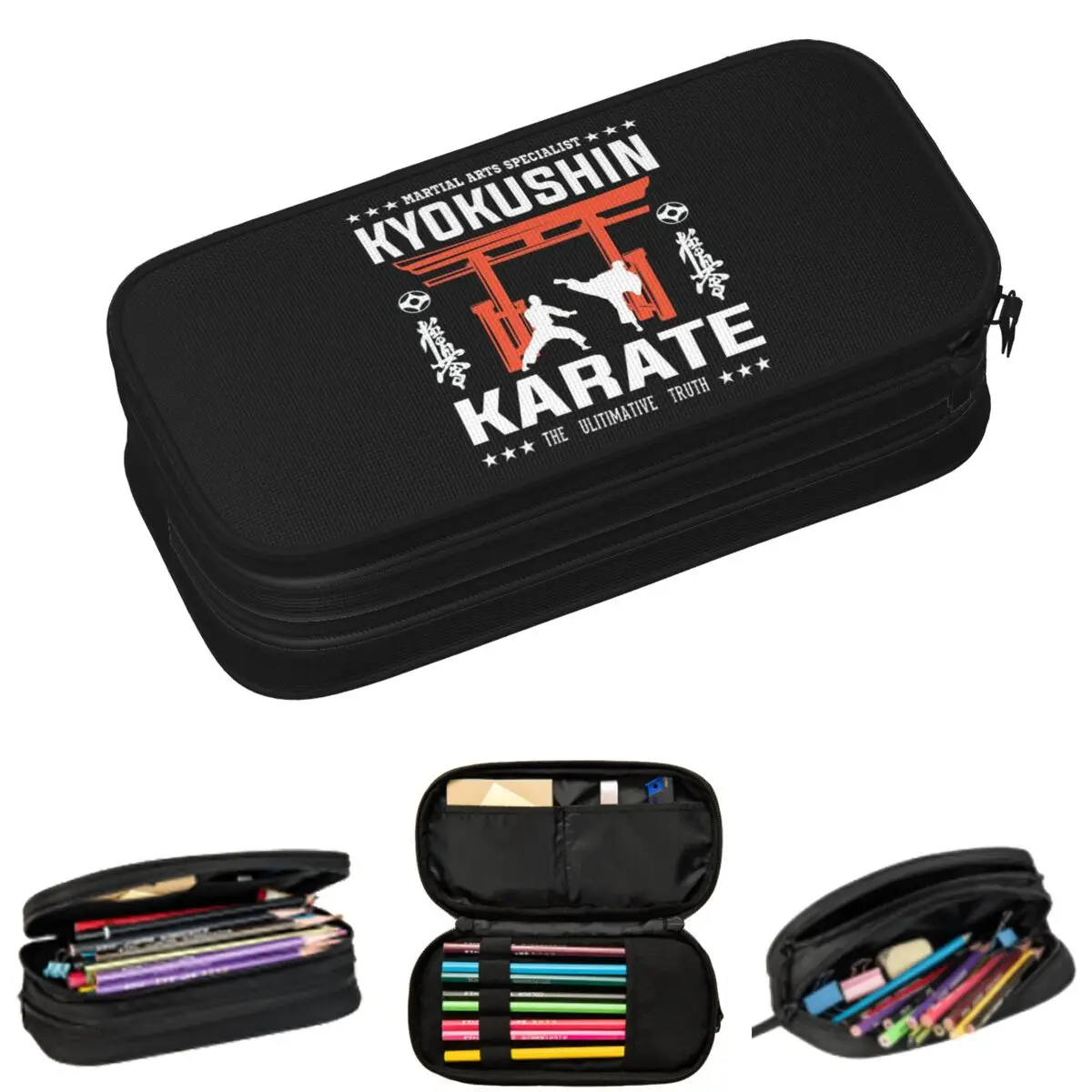 

Kyokushin Karate Bushido Values Martial Pencil Cases for Student School Pen Box Pencil Bag Large Storage Pencil Pouch