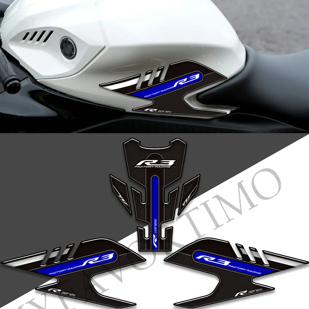 2019 2020 2021 2022 Tank Pad Side Grips Gas Fuel Oil Kit Knee Stickers Decals Protector For YAMAHA YZF R3 YZF-R3 YZFR3