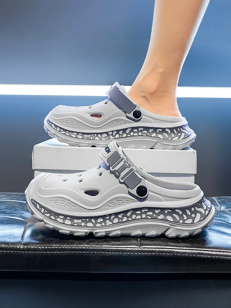 Men's Summer Slippers Anti-Slip Sports Beach Casual Dual-Purpose Sandals Comfortable Wear-Resistant EVA Material Thick Bottom