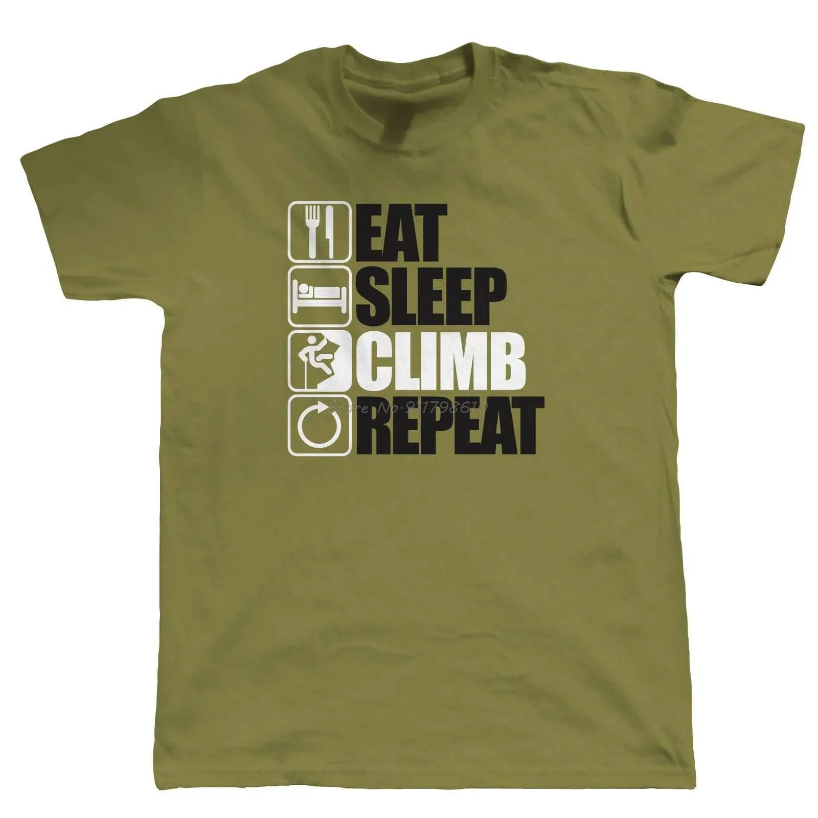 Climbing Gift For Him Dad Birthday New Summer Men Short Sleeve Causal Tee Logo Shirts Eat Sleep Climb Repeat T Shirt - Mountain