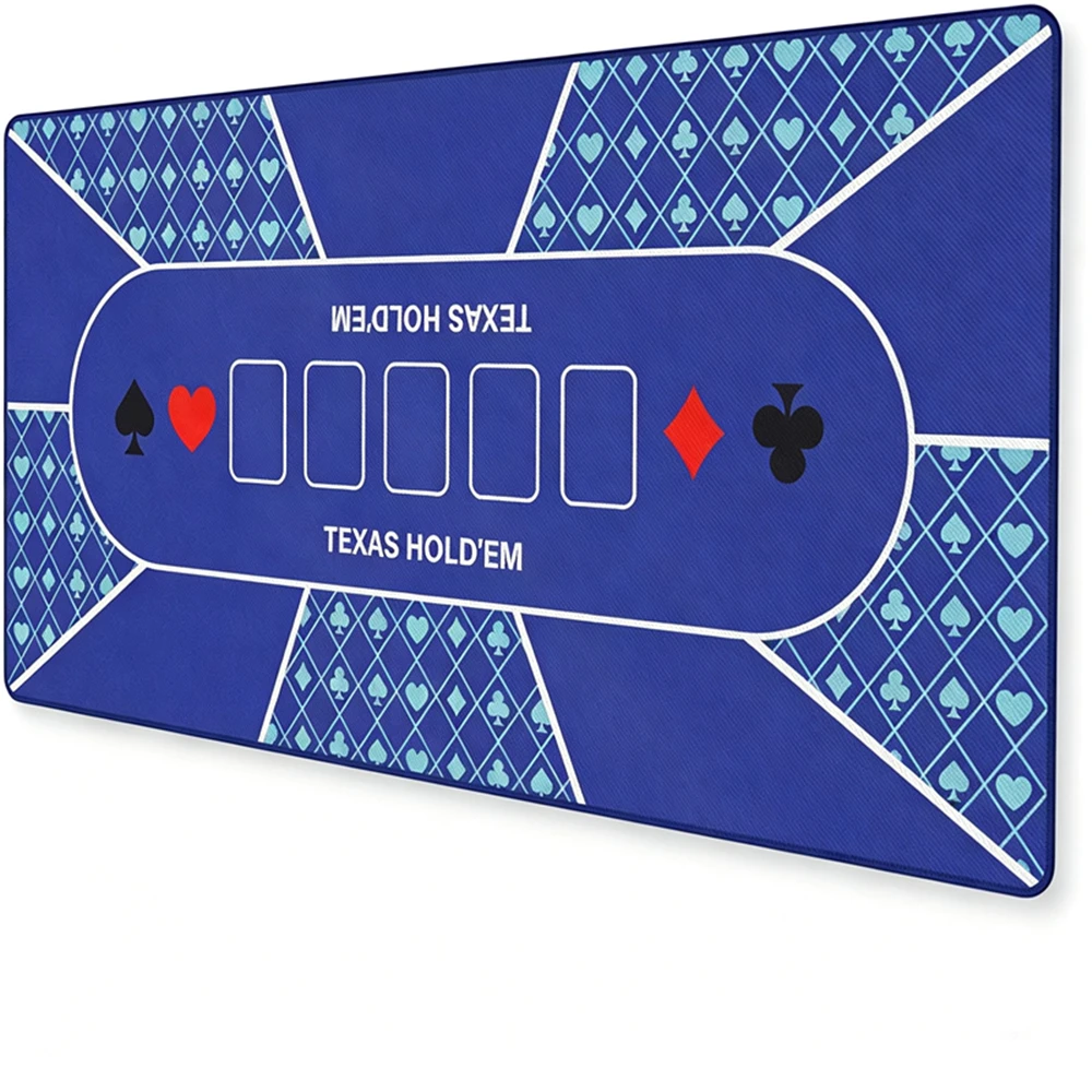 Non-slip Foldable Texas Hold'em Poker Mat - Waterproof Portable Casino Table Topper Mat for Home Game Nights Up to 10 Players