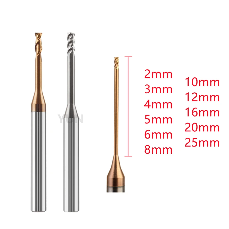 Mini Longo Pescoço Final Moinho Cortador Ferramenta Cnc Deep Groove Fresa Alongado Buraco Profundo D0.23 10 12 16 20 25