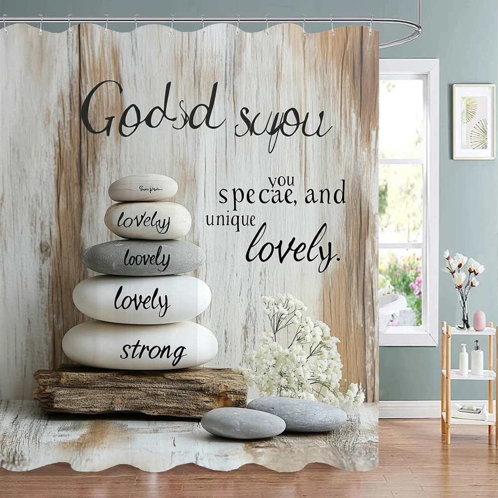 

Zen Garden Shower Curtain, Stone, Flower, Spa, Meditation Bathroom Decorative Shower Curtain, Printed Shower Curtain with Hooks