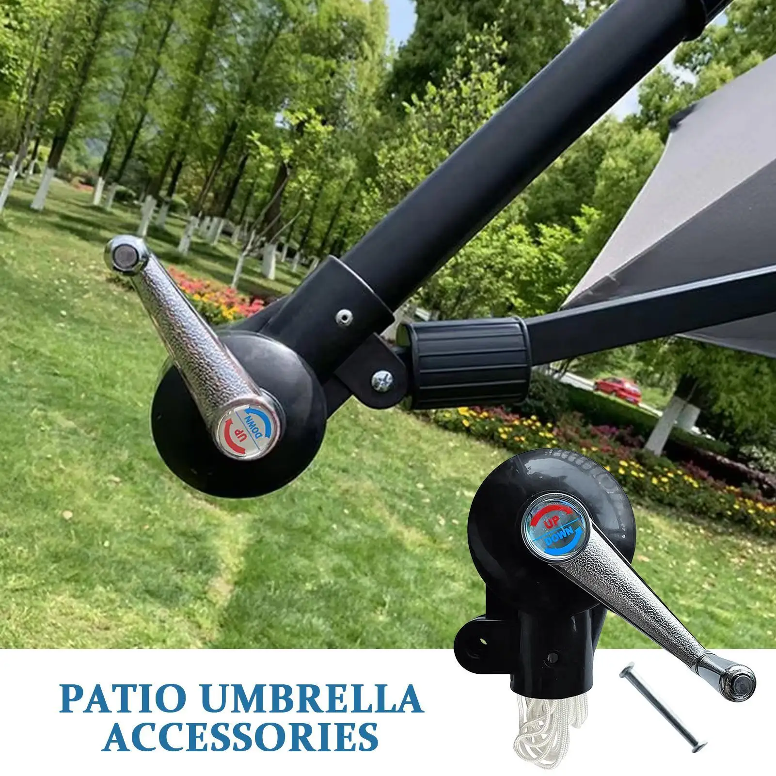Outdoor Umbrella Replacement Crank Beach Umbrella Crank With Cord Anti-Slip Handle Sunshade Accessories For Balcony Pool