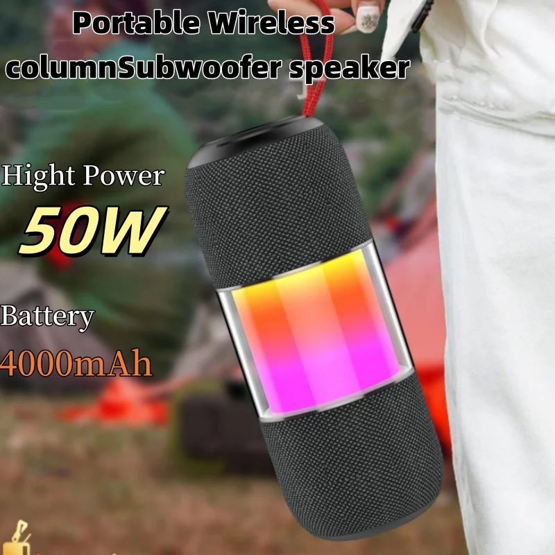 

50W Portable Wireless Column Subwoofer IPX7 Waterproof 4000mAh Battery Support TF Card Caixa De Som Bluetooth Speaker Soundbar