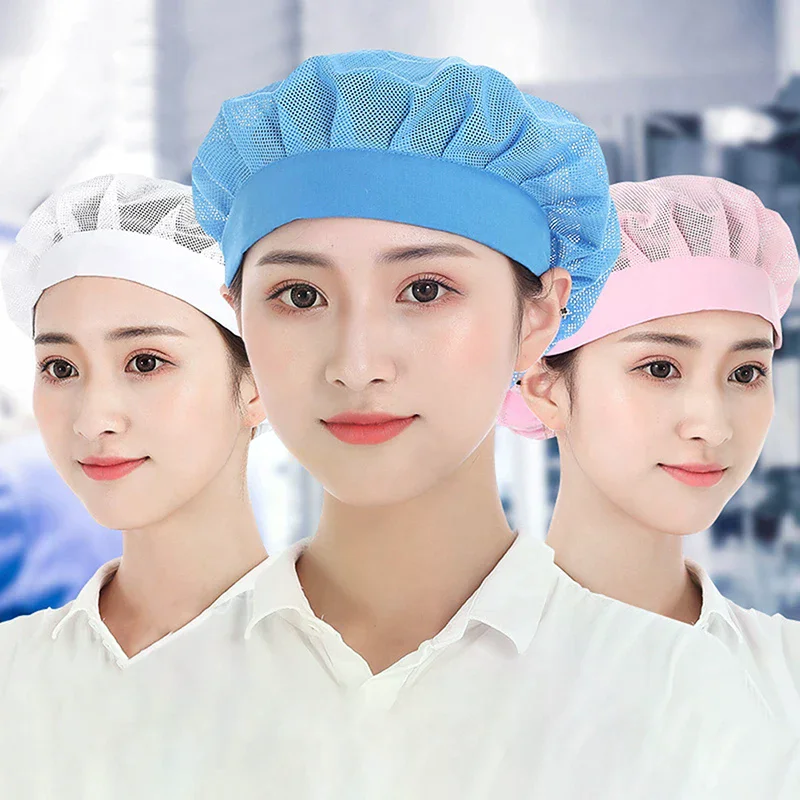 Unisex Elastic Mesh Caps Cafe Bar Kitchen Restaurant Hotel Bakery Waiter Chef Work Wear Hats Men Women Breathable Workshop Caps