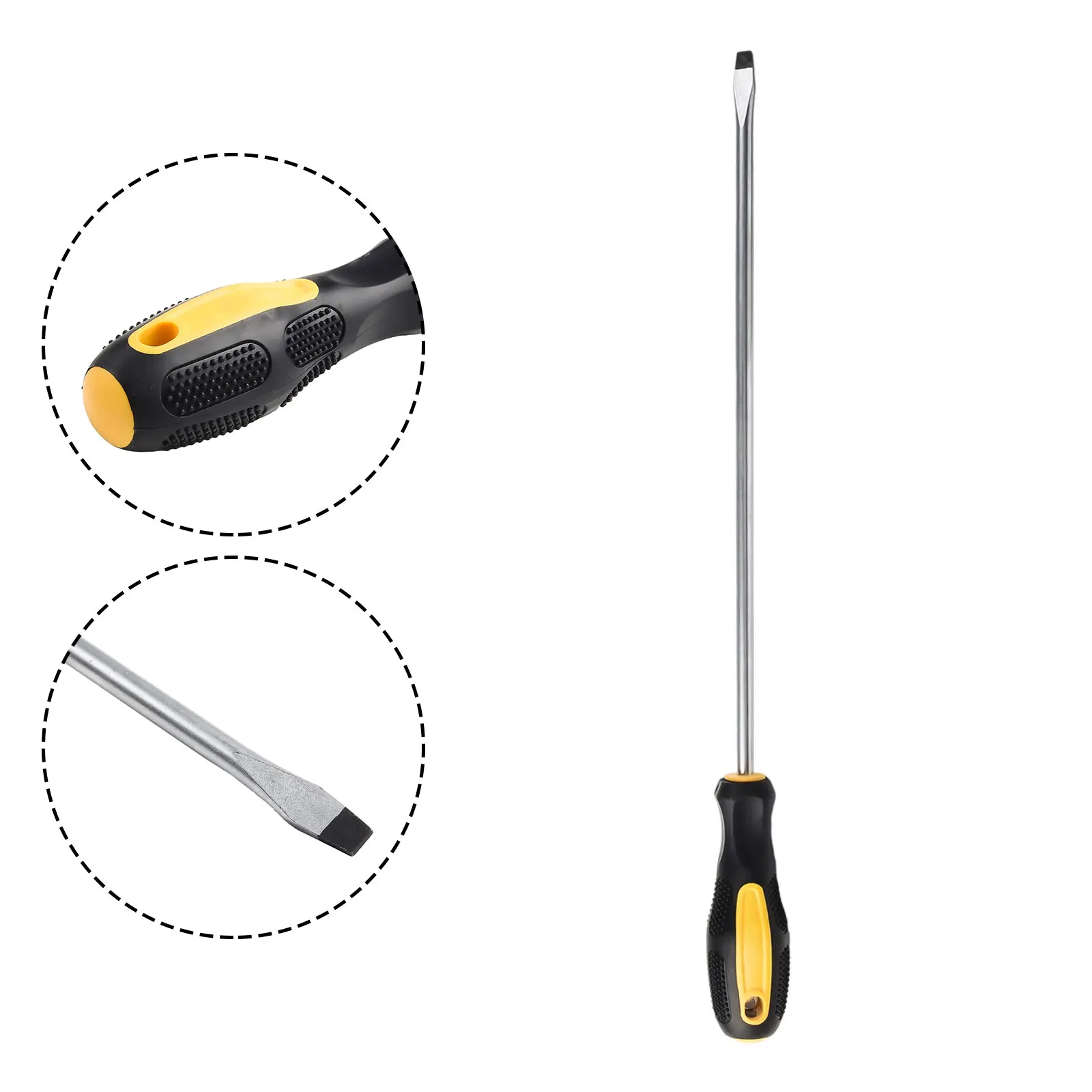 1/2pcs Extended Screwdriver Alloy Steel 12Inch Long Slotted Cross Screwdriver Magnetic Screwdriver With Rubber Handle