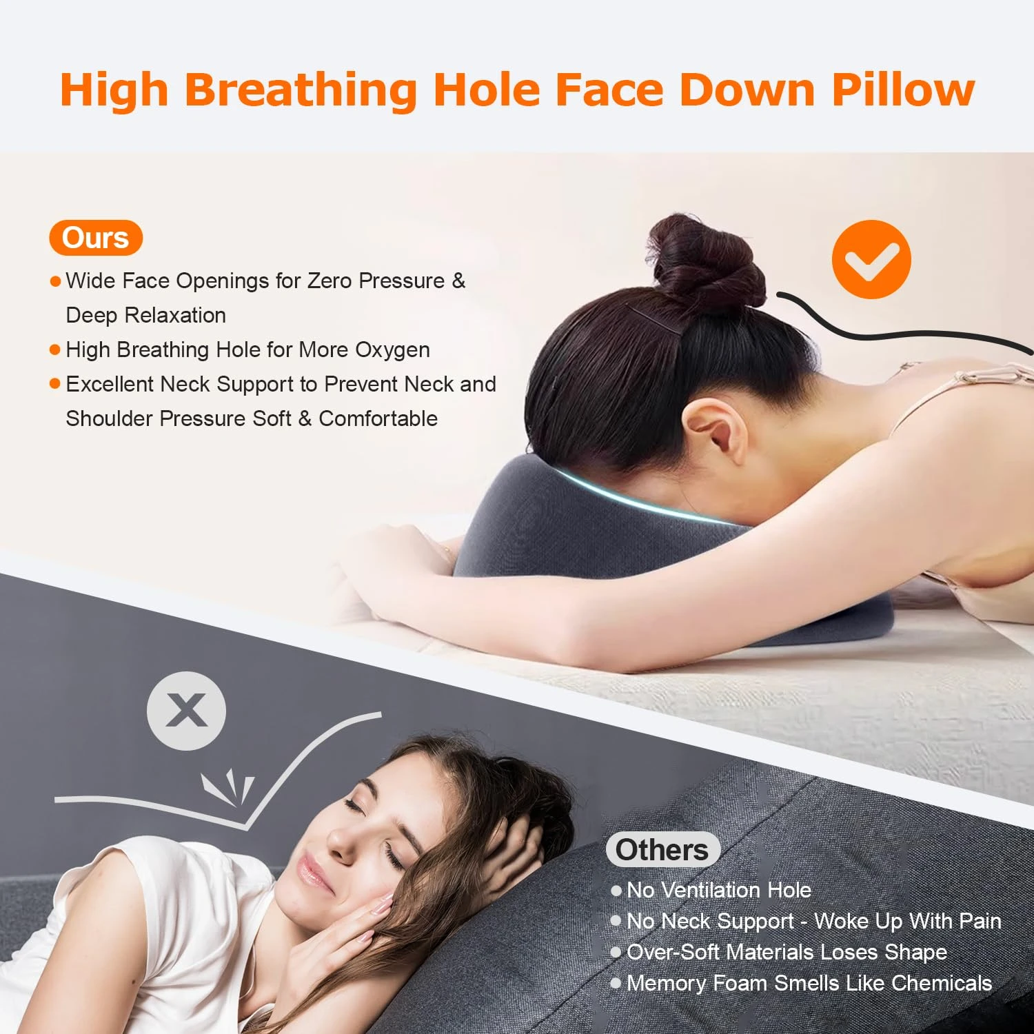 Soft prone sleeping pillow breathable facial pad massage facial support pillow headrest prone position pad for massage SPA