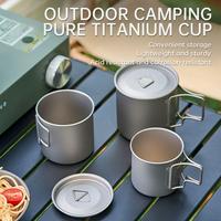 Camping Pure Titanium Cup, Easy To Fold Portable Mug, with Heat-resistant Handle, Lightweight Outdoor Picnic Tableware