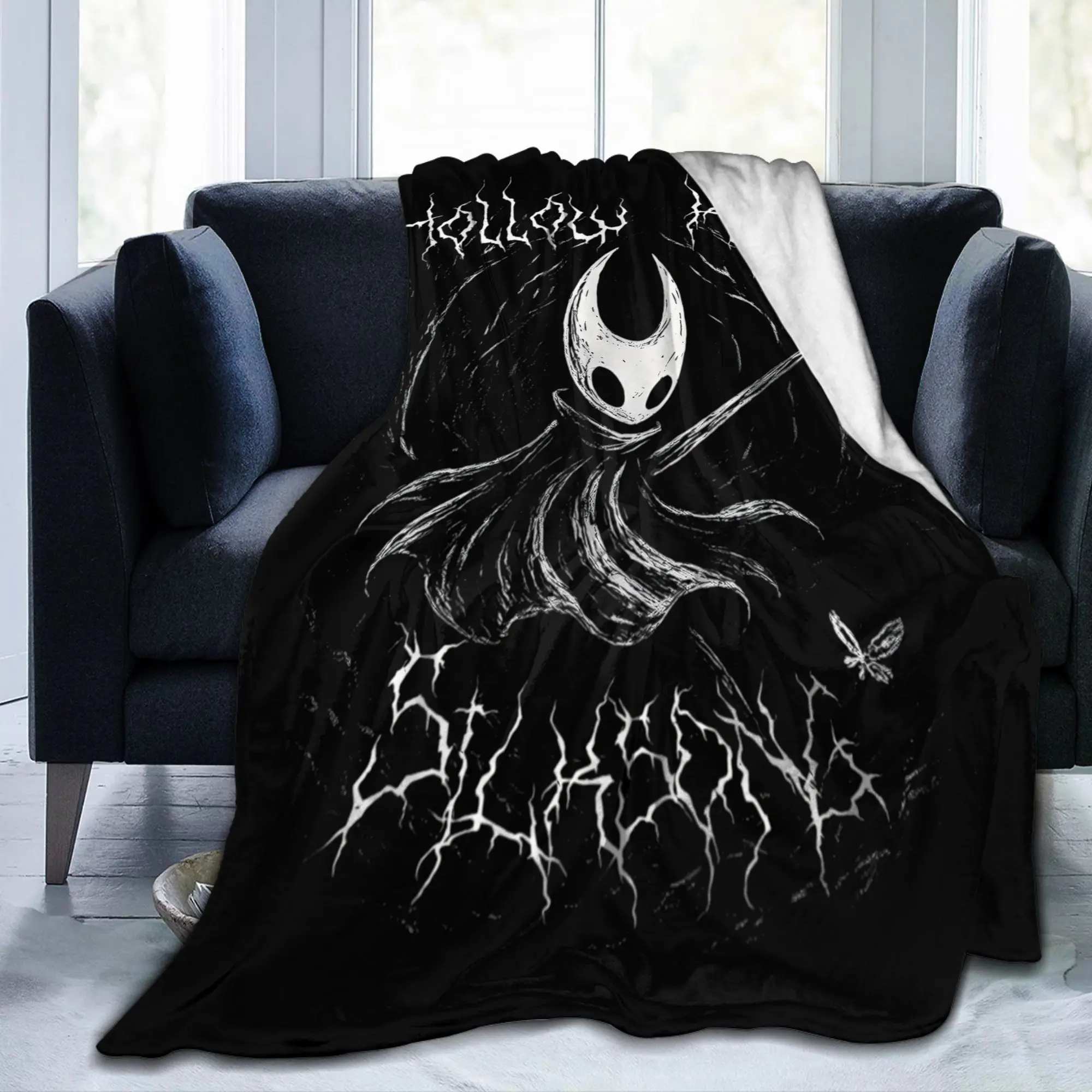Hollow Knight Silksong Dark Fantasy Velvet Throw Blankets Gothic for Home Knitted Blanket Car Super Soft Multi-function