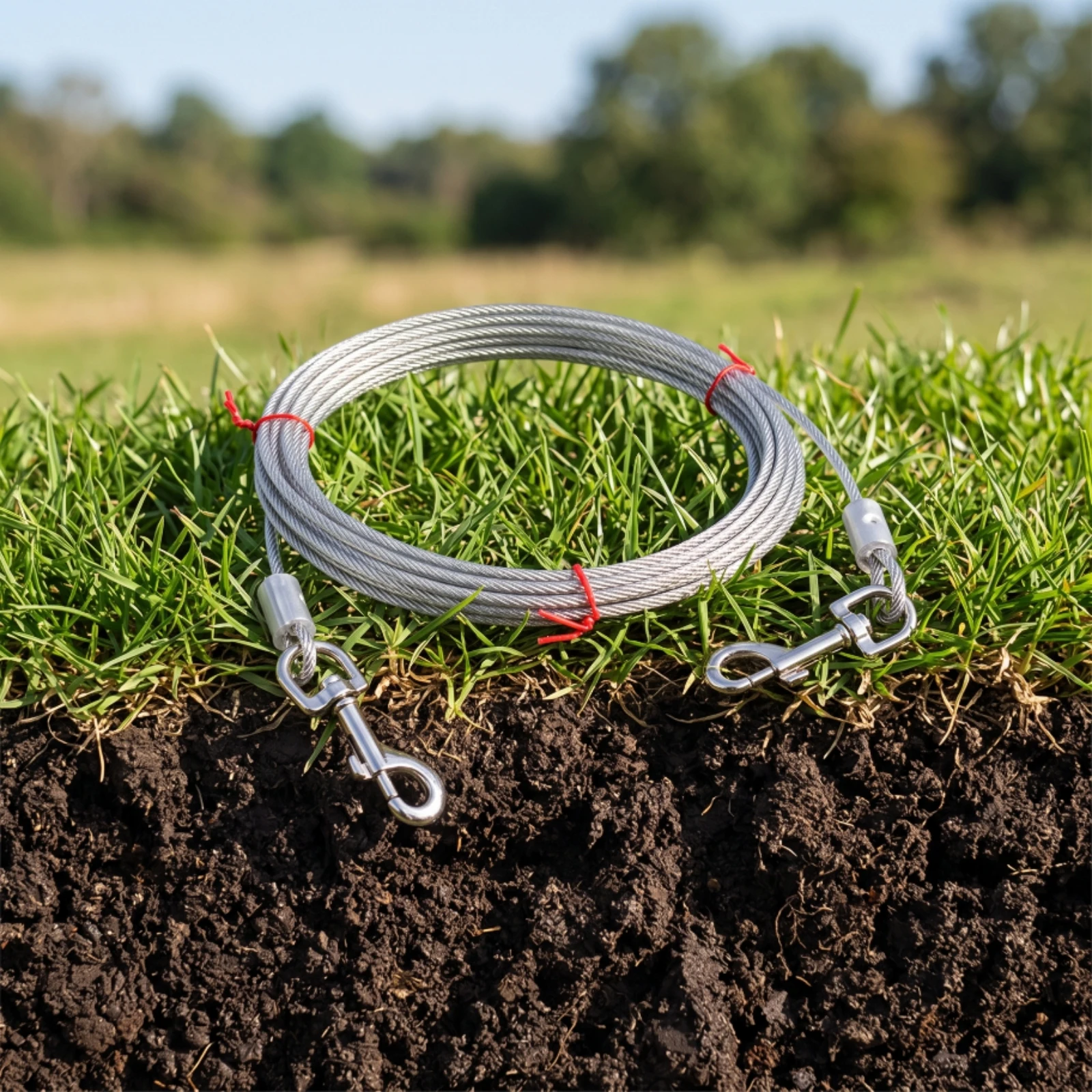 Dog Tie-out Clip Rust-Resistant Pet Tethering Clip Dog Tie out Cable Portable Anchor Easy to Install for Campers, Outdoor