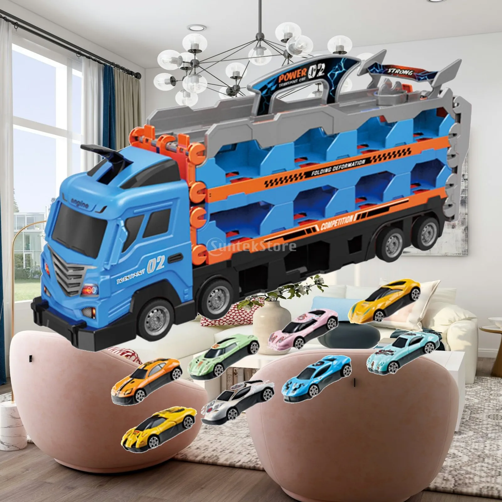 Hauler Launch Vehicles Play Set Big Transporter Truck Toy Set Collapsible Hauler