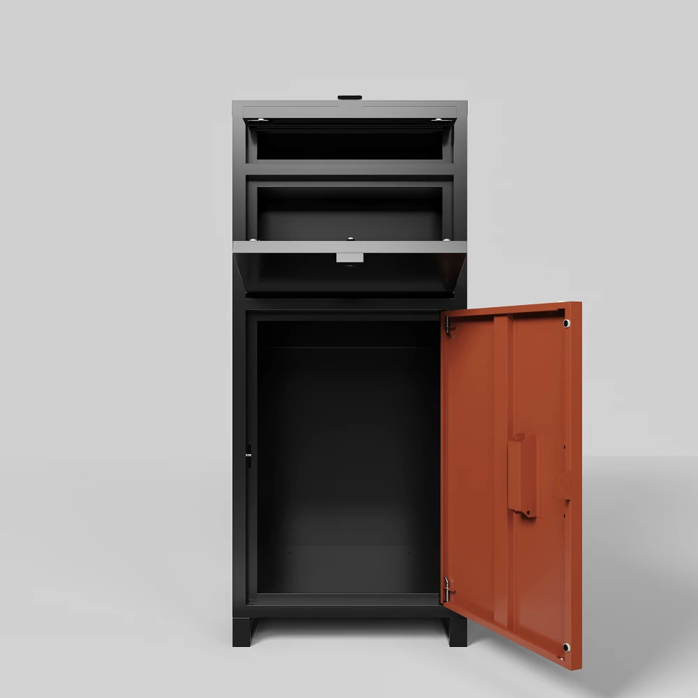 Outdoor Parcel Drop Box, Courier Locker with Mechanical Lock,Floor Standing Parcel Locker, Size 36.6'' x 15.75''x 15.75''