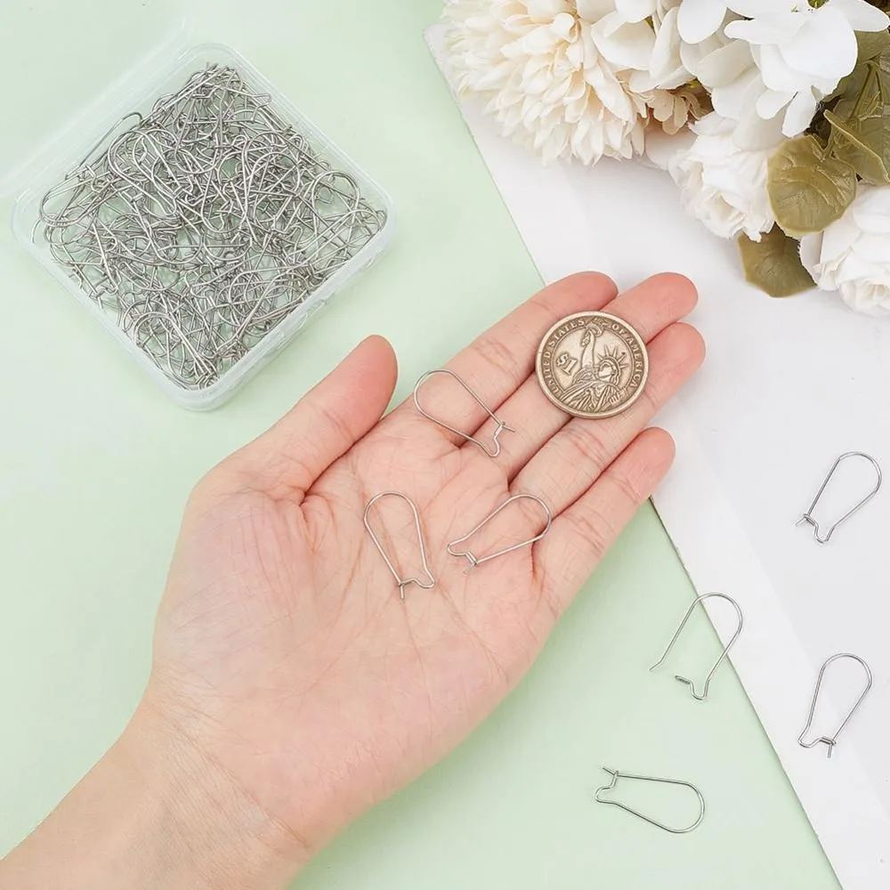 1 Box 120Pcs  Wire Earring Hooks Ear Wires Stainless Steel Drop Long U Shaped Hoop Earwires Teardrop Dangle Earring - view 3