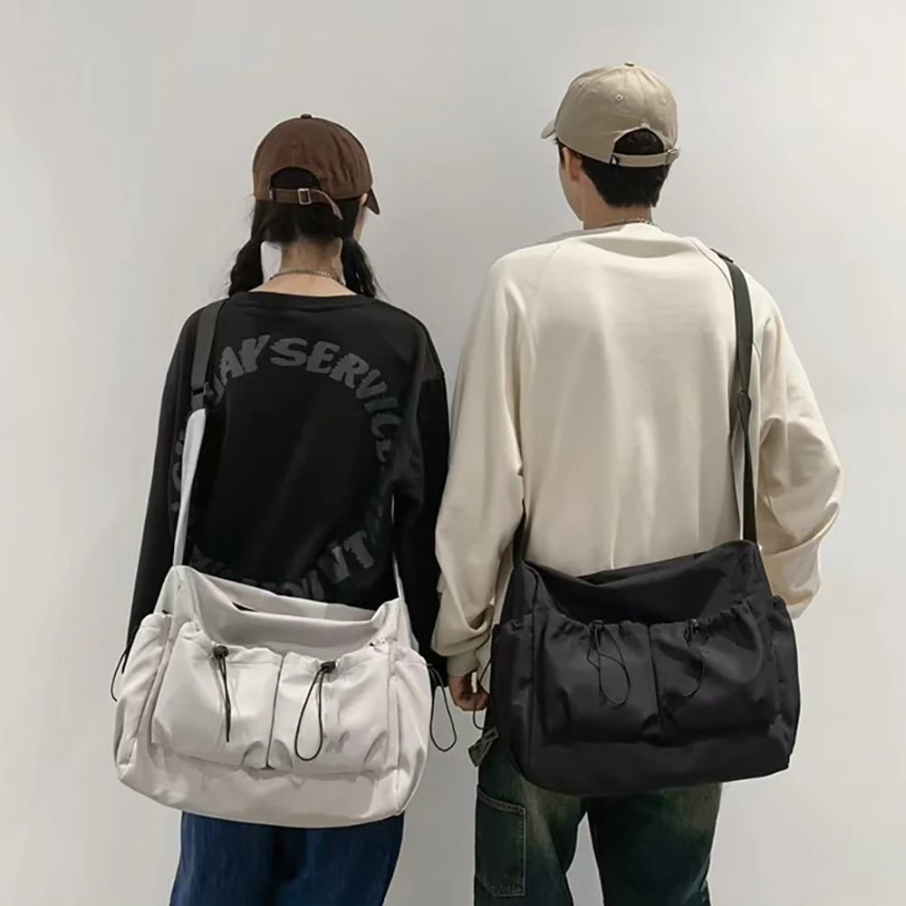 Kordelzug-Umhängetasche, Schultertasche mit großer Kapazität, modische Reißverschlusstasche, universell für Männer und Frauen, geeignet für die Schule. – Detail 2