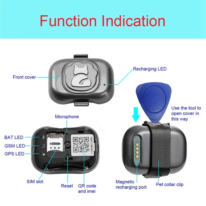 Imagem -04 - Mini Gps Tracker Impermeável para Animais de Estimação Localizador Anti-perdido Colar de Rastreamento de Nozes Cães e Gatos Wifi