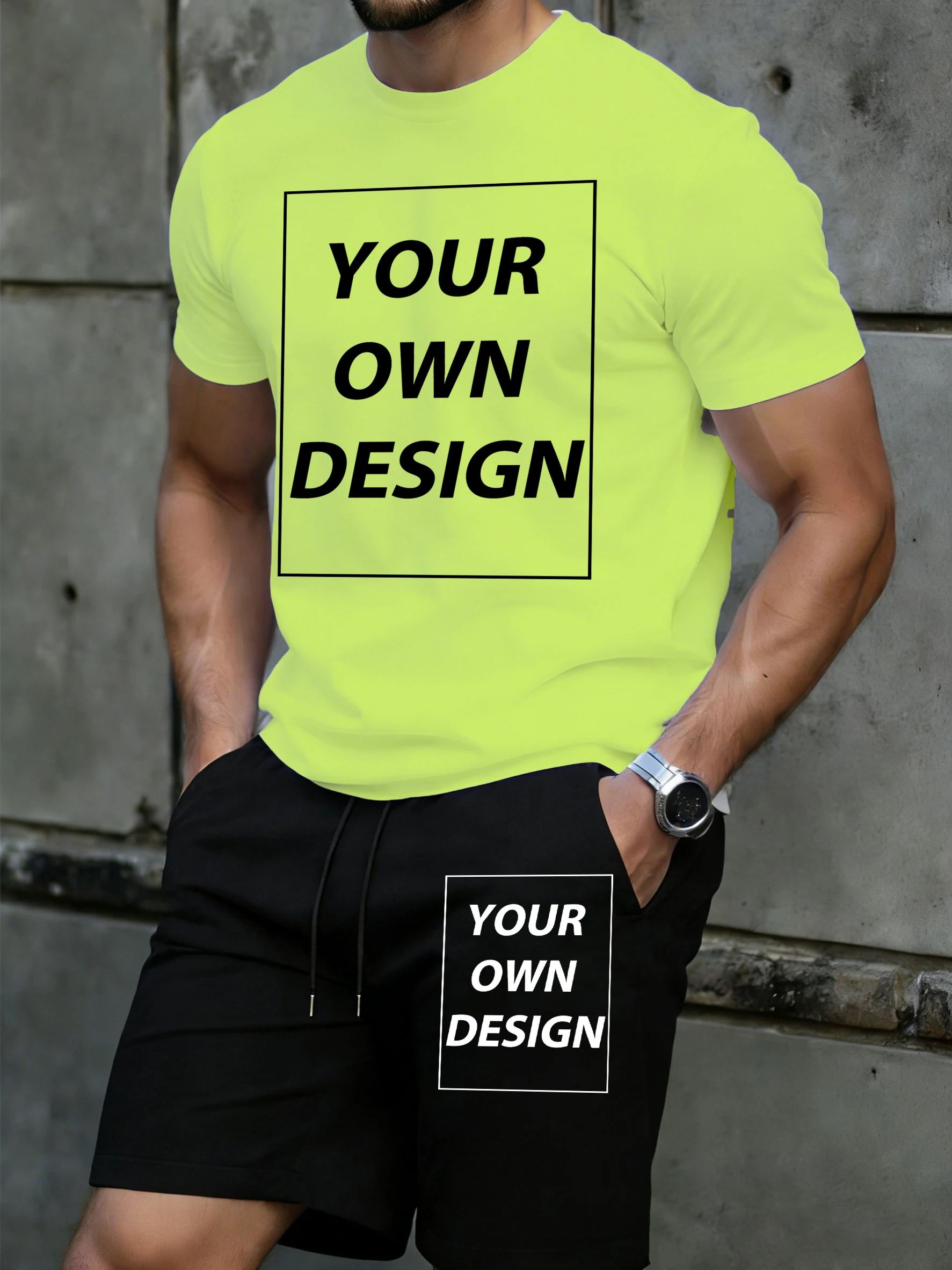

Summer S-2XL Casual Short Set Man Customized Logo 21 Color Cotton Short Sleeve Breathable Soft T-Shirt Simple Pocket Gym Shorts