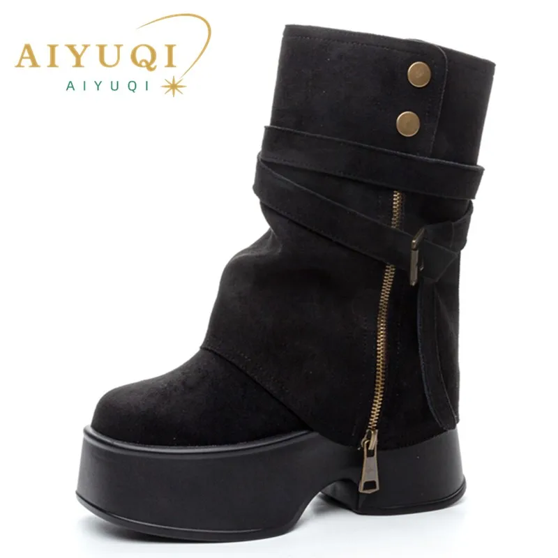 

AIYUQI Trouser Boots Women 2024 Autumn New Two-wear Detachable Booties Women Fashion Platform High Heel Women's Ankle Boots