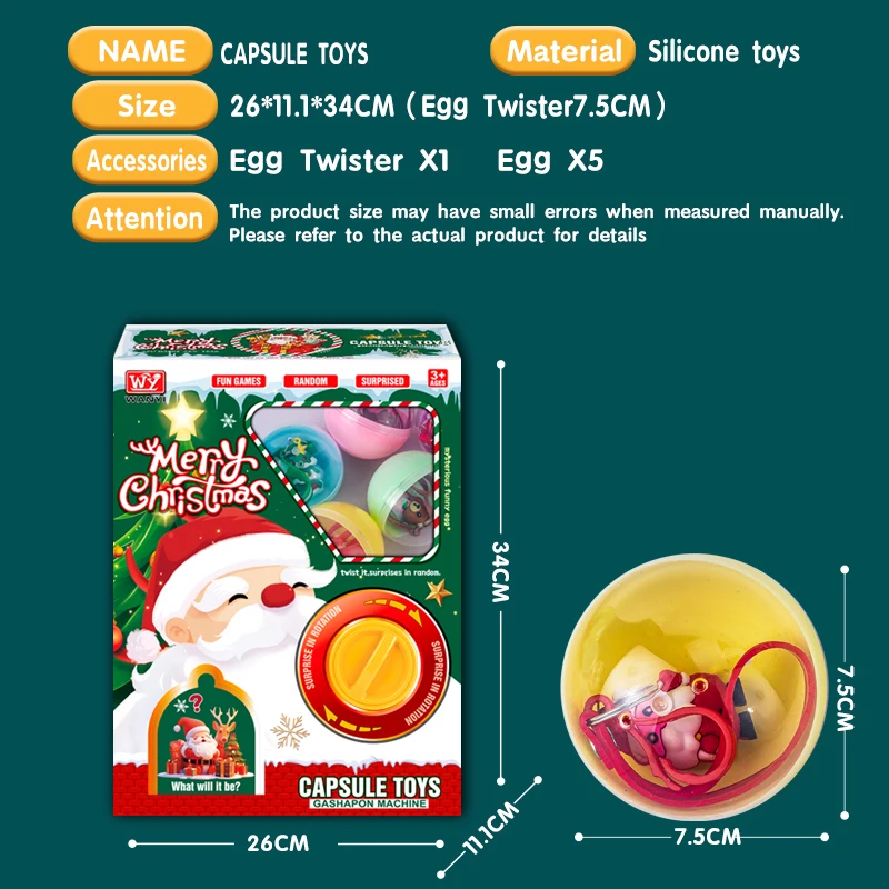 Surprise Christmas Theme Gashapon Machines with 6 Random Capsule Toys Egg Twisting Machine Cardboard Box Collectible Toys Gifts