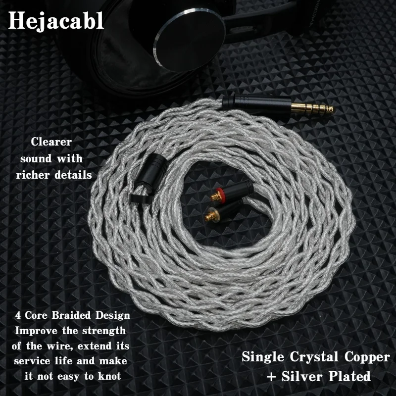 

4 Core Silver Plated Single Crystal Copper Earphone Upgrade Cable White Braided HiFi IEM Replacement Wire 2Pin 0.78mm QDC for CC
