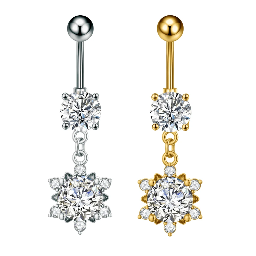 Faux Fake Belly Button Ring, 3/5 Reverse Crystals