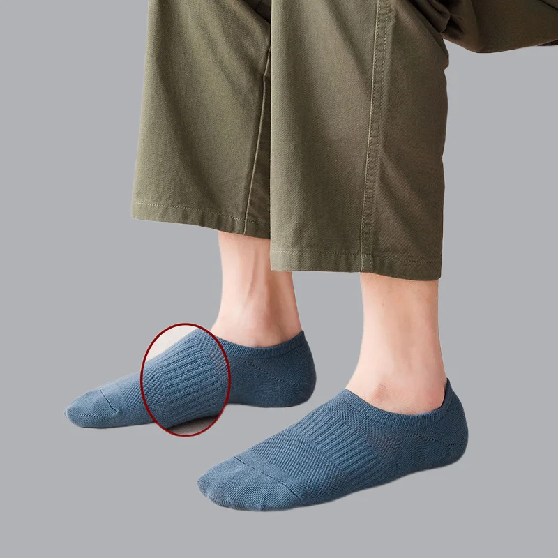 Chaussettes de Bateau en Maille Respirante pour Homme, Socquettes Confortables en Coton et Silicone, à Bouche Peu Profonde, Solides, Nouvelle Collection 5/10, 2024 Paires