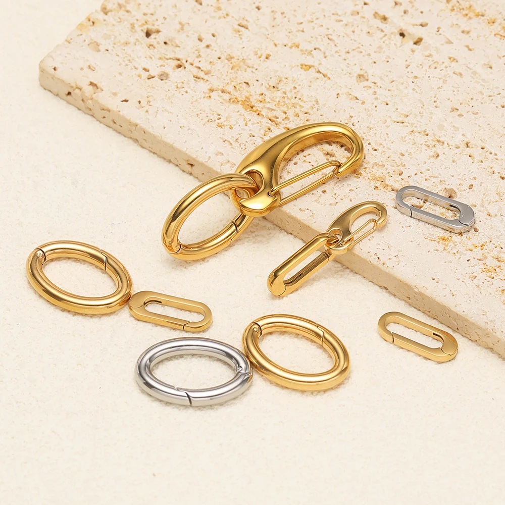 2 Stück Edelstahl Ovale Federverschlüsse Haken Verbinder für DIY Schmuck Taschenhaken Herstellung Halskette Schlüsselanhänger Zubehör Großpackung – Detail 3