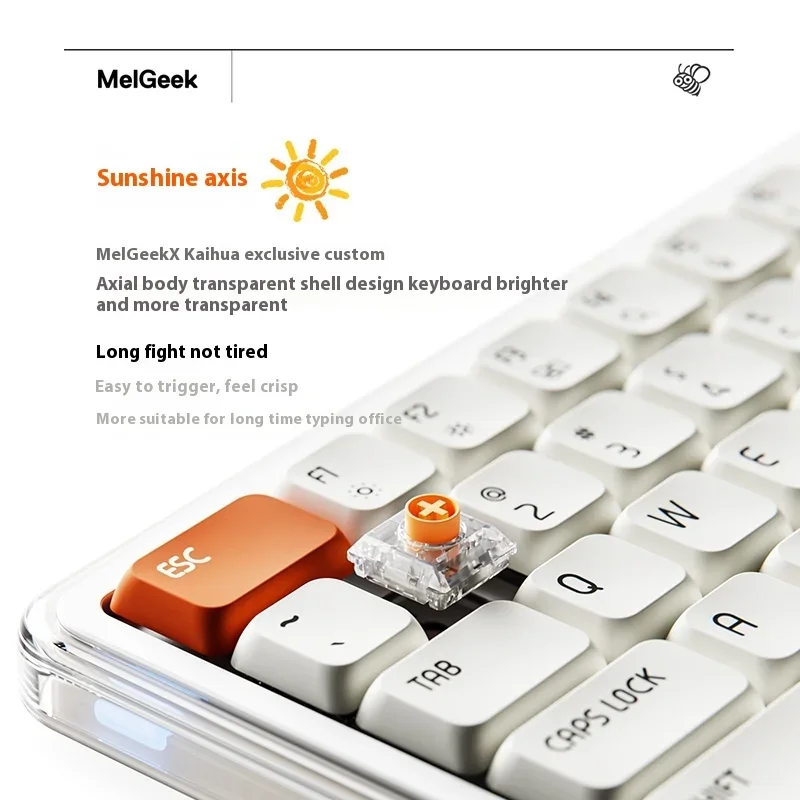 

MelGeek O2 Low Axis Bluetooth Mechanical Keyboard Wireless Tri-Mode Long Life Hot Swap Customized Portable Mac Laptop Office PC