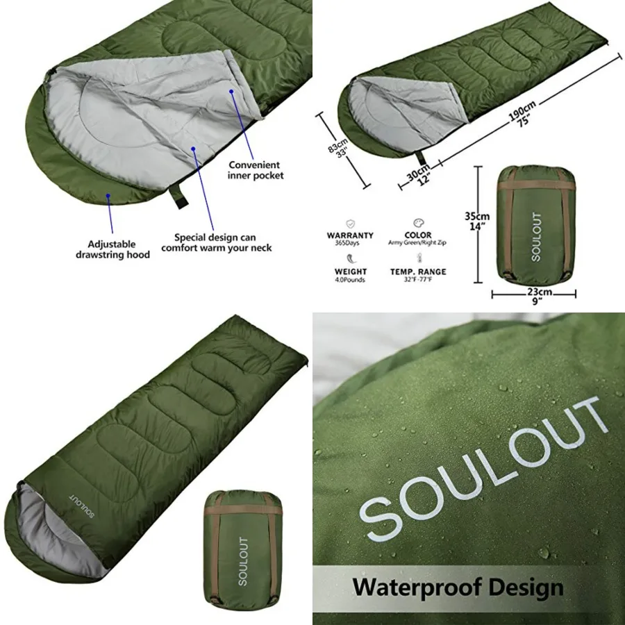

3-4 Season Sleeping Bag for Adults,Lightweight Warm Cold Weather Camping Bag with Waterproof Compression Sack Portable for Hiki