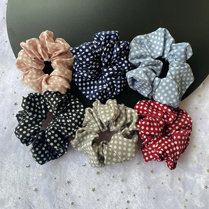 

Dot Scrunchies for Women Girls Elastic Hair Ring Hair Tie Ponytail Holder Rubber Hair Band Hair Accessories