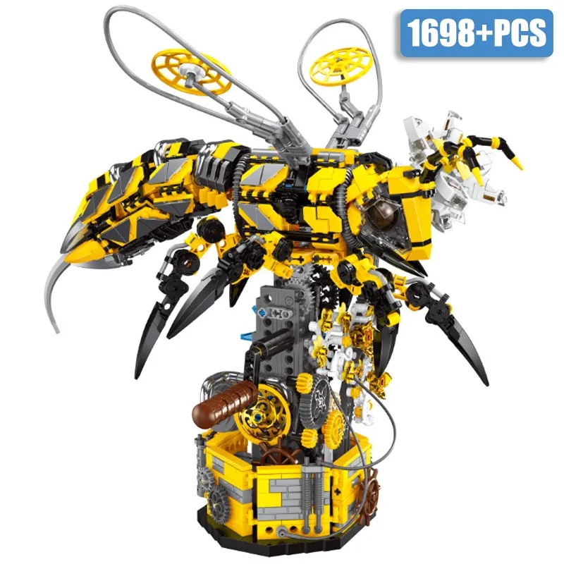 City MOC 1698pcs Mechnical Insects Bumblebee Model Kit Building Blocks DIY Creative Mech Bee Bricks Toys For Children Boys Gifts