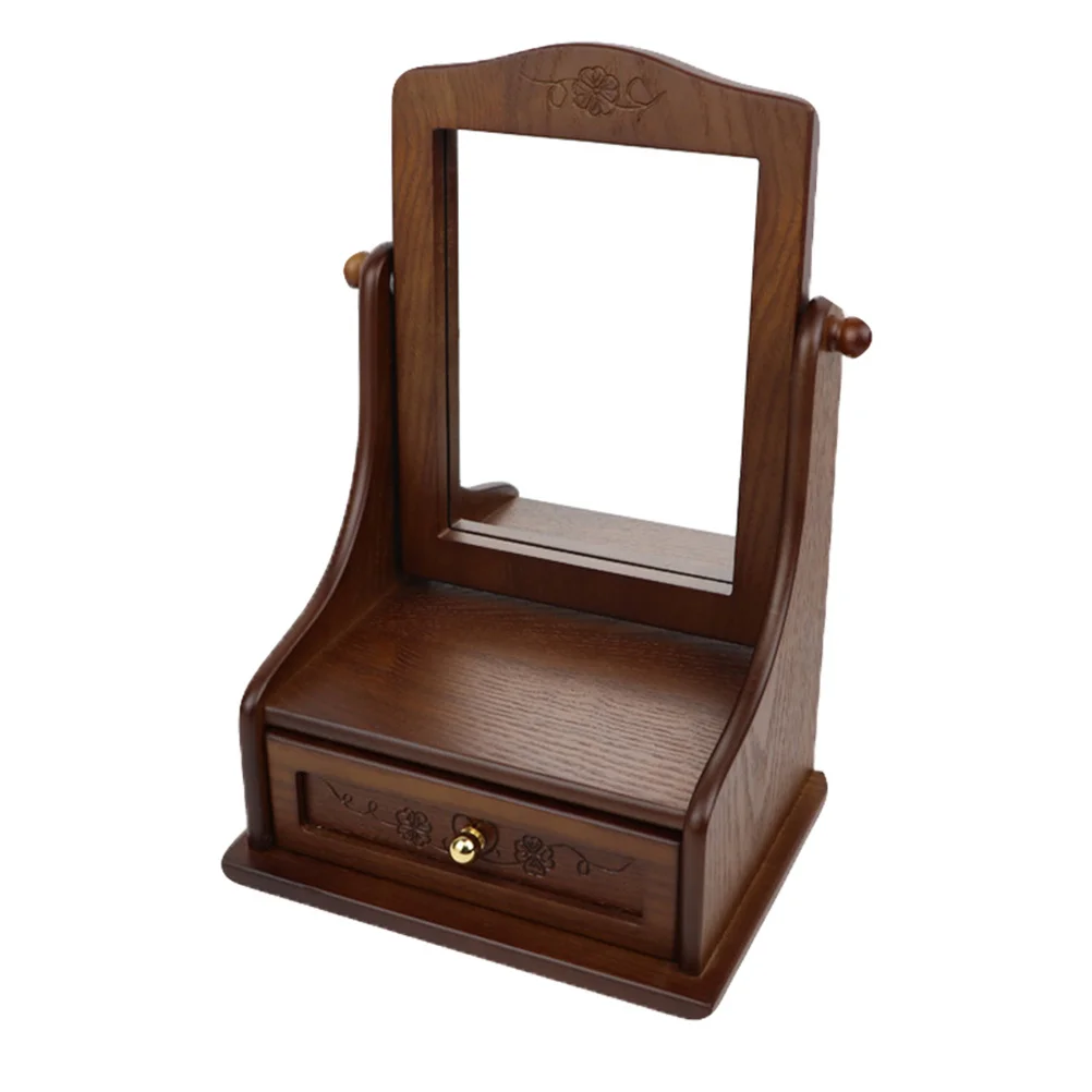 Miroir de maquillage rétro Vintage, pour coiffeuse de bureau en verre argenté de haute clarté réglable