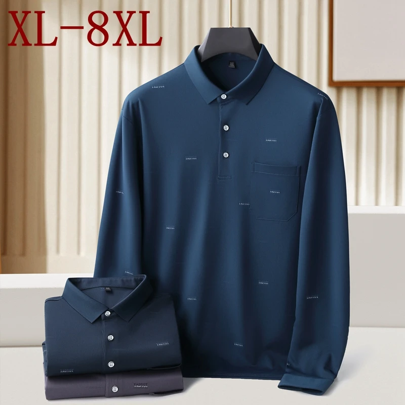 

8XL 7XL 6XL 2024 New Spring Autumn Luxury Design Shirts For Men High End Mens Polo Shirt With Pocket Casual Loose Male Clothing