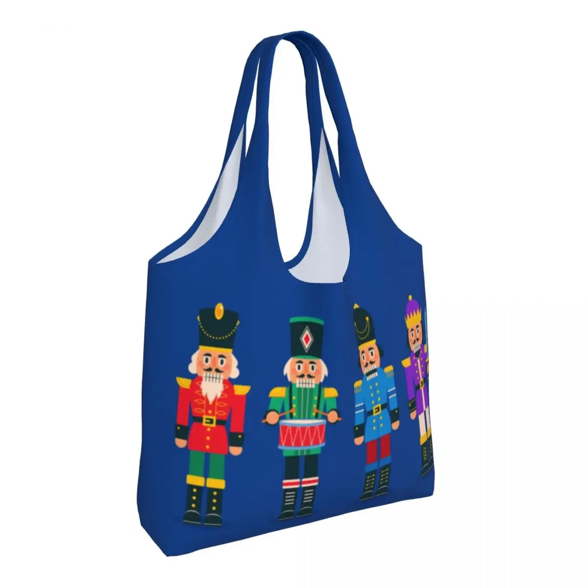 Cartoon Toy Soldier Christmas Nutcracker Gift Shopping Bag Women Shoulder Canvas Tote Bag Durable Grocery Shopper  Bags Handbag