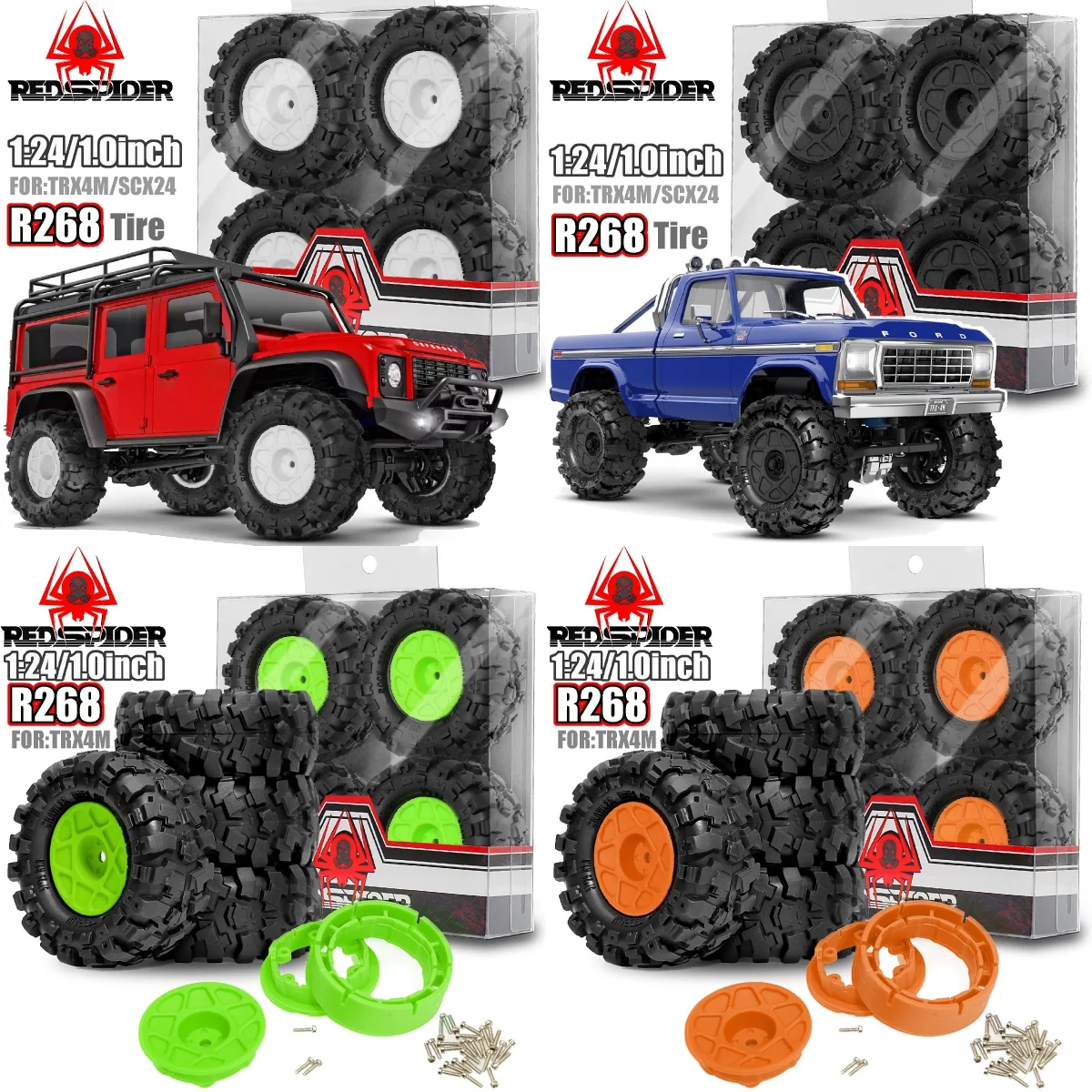 

Комплект шин RS Red Spider 1/18 Rock Crawler для TRAXXAS TRX-4M Ford HB CR18P, R268