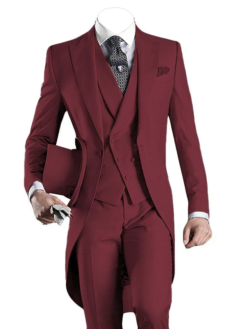 

Men's 3 Pieces Wedding Groomsmen Classic Solid Balzer Business Formal Notch Lapel Tuxedos Blazer Shirt Jacket & Vest & Pants