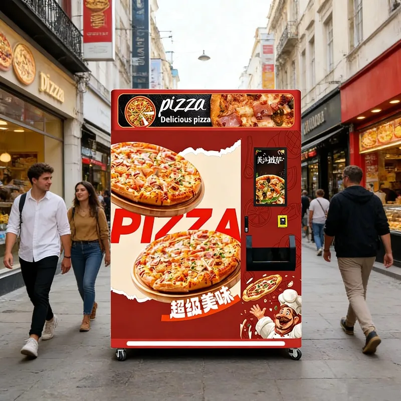 Commercial Fully Automatic Outdoor Fresh Fast Food Self Service Smart Touch Screen Automated Pizza Vending Machine High Quality