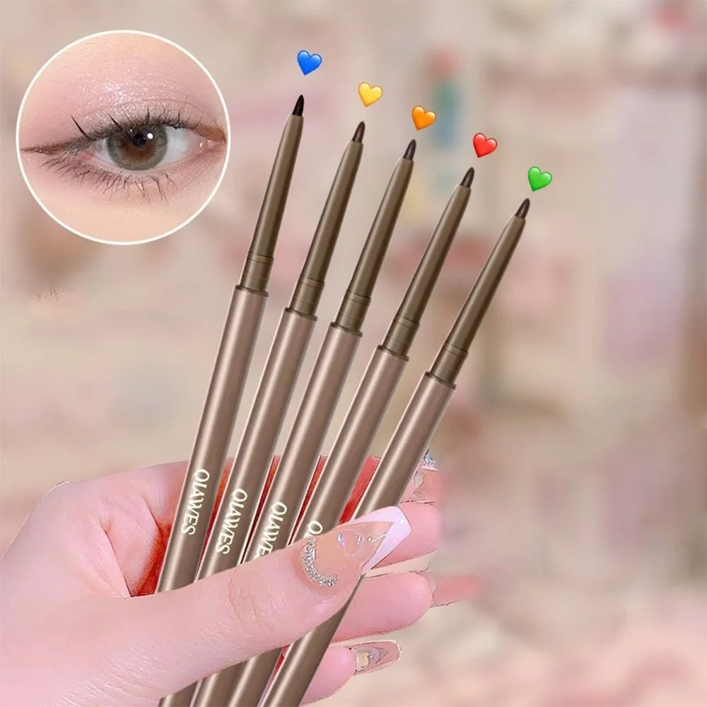 Eyeliner 2in1 di alta qualità Penna per sopracciglia senza sbavature a lunga durata Matita gel baco da seta sdraiata impermeabile marrone nero per principianti