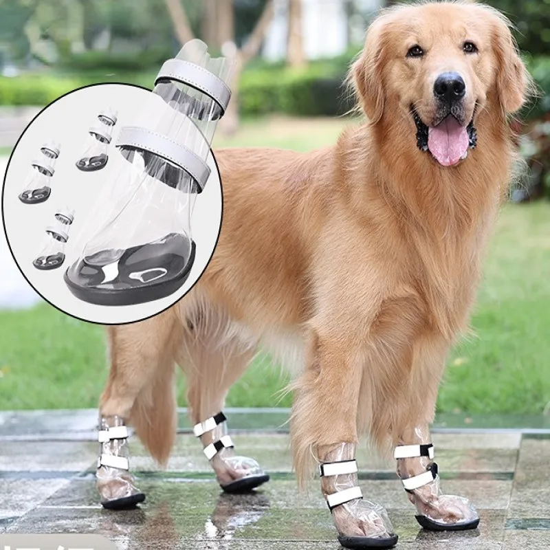 

4 PCs Pack Pet Dog Waterproof Rain Shoes Large Pet Dog Rainy Rain Boots Splash-Proof Rain Shoes Dog Pet Shoes for large dogs