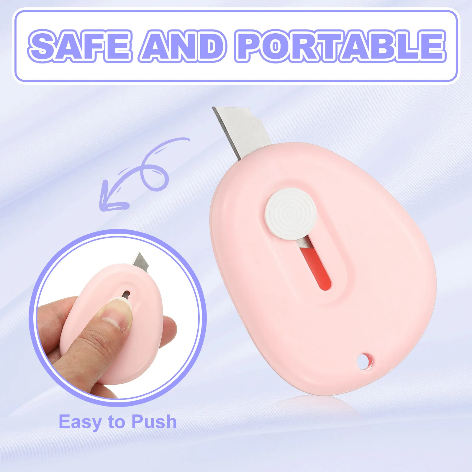 4/8Pcs Mini Box Cutters Retractable Small Utility Knife Portable Cute Letter Envelope Opener with Keychain Hole Office Supplies