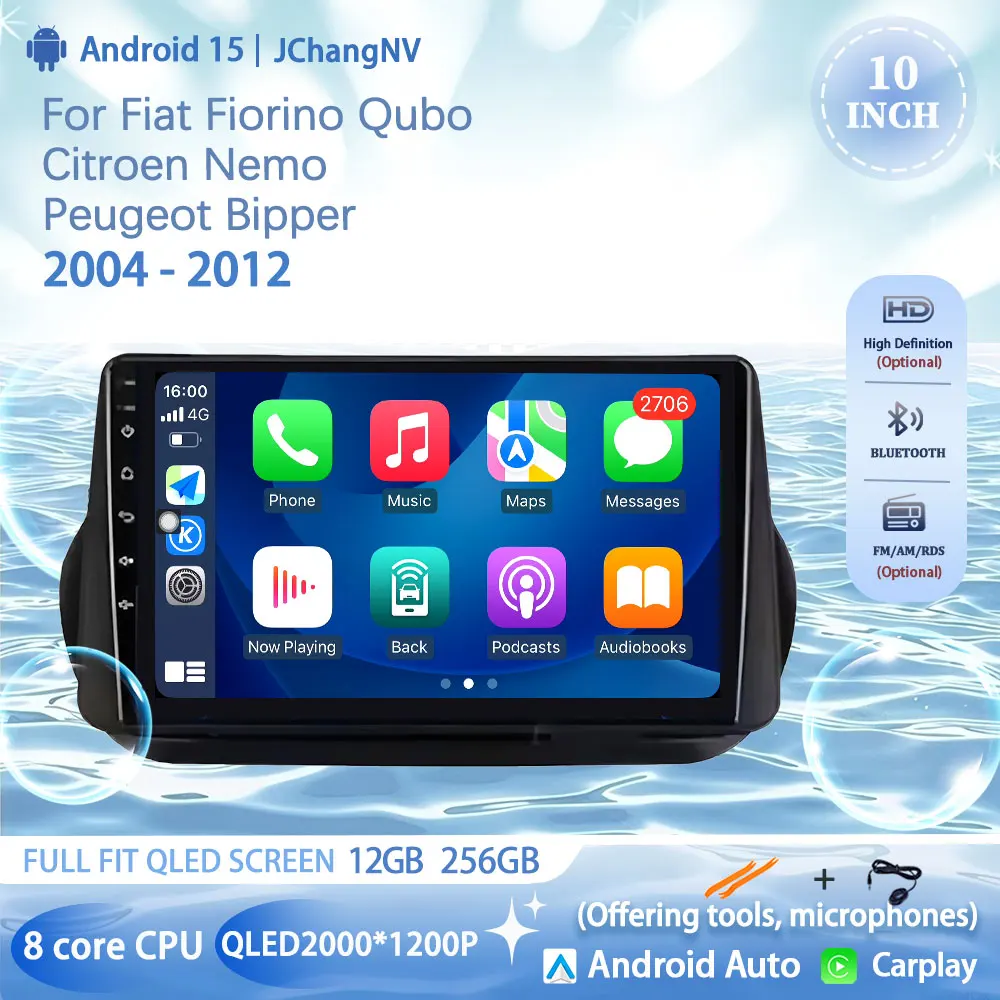 

Android 15 For Fiat Fiorino Qubo Citroen Nemo Peugeot Bipper 2004 - 2012 Multimedia Video Player Carplay no 2 din