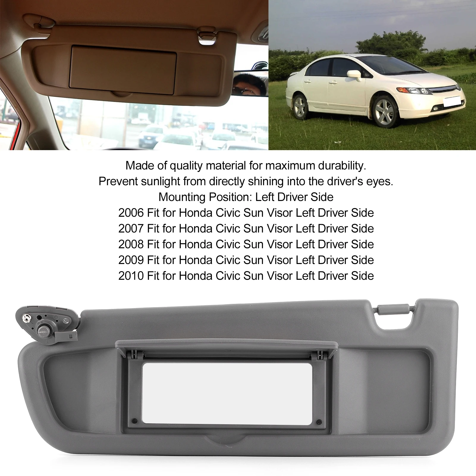 Car Sun Shade Driver Sun  Sun Visor Board Left Driver Side 83280‑SNA‑A01ZA Replacement Fit for   2006‑2011